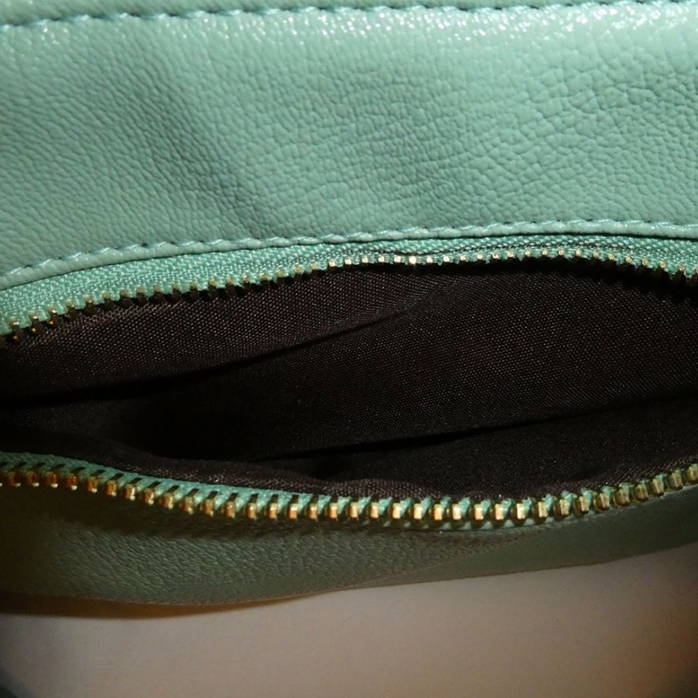 Cettu Italian Aqua Pebbled Leather Purse Handbag - Picture 4 of 7